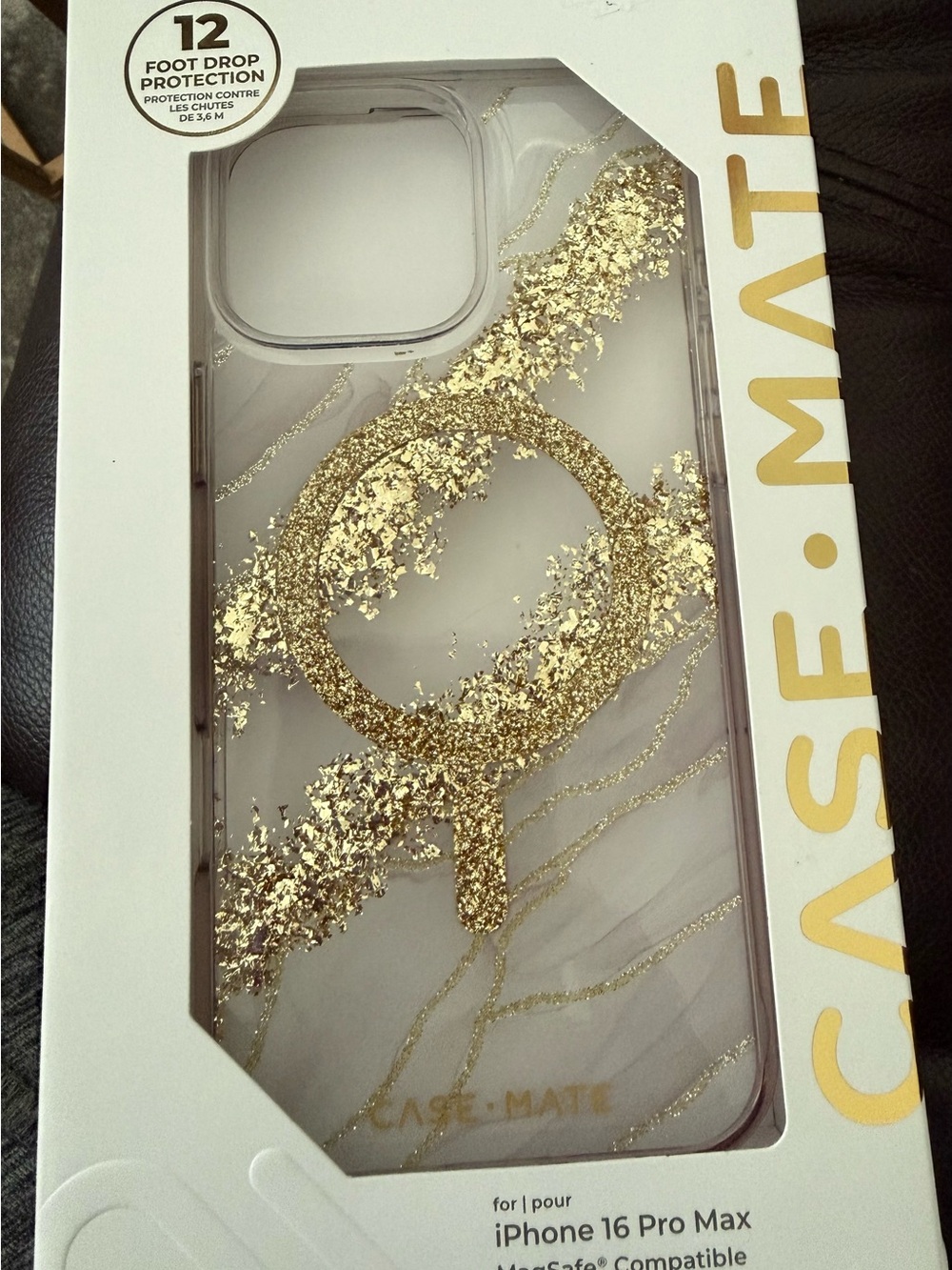 case-mate iPhone 16 Pro Max Clear Case with Gold Glitter MagSafe Ring